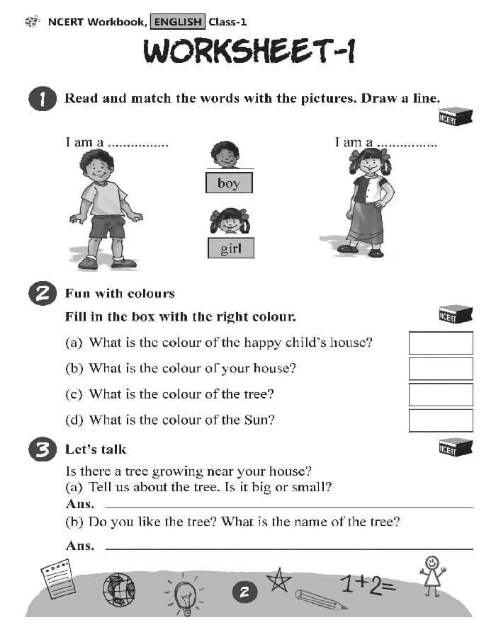 Printable NCERT Class 1 English Worksheets PDF