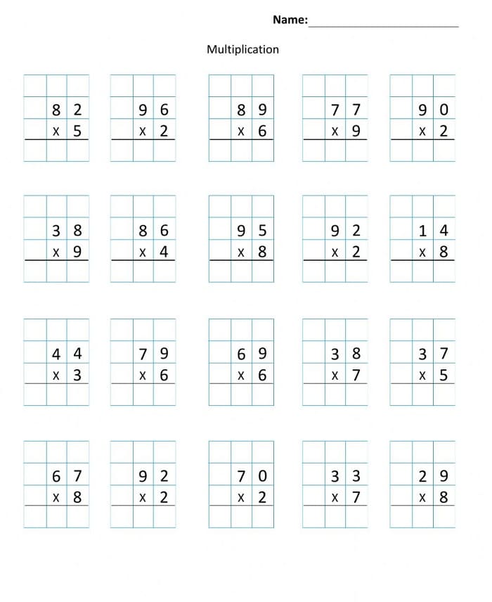 Printable Online Multiplication Math Worksheets