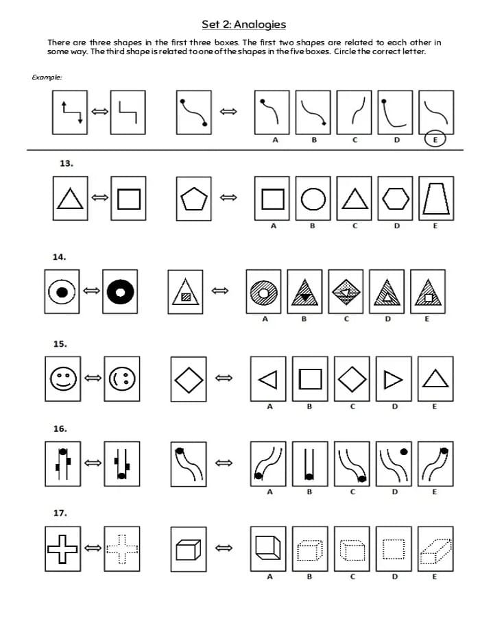 Printable Picture Analogies Shape Worksheets