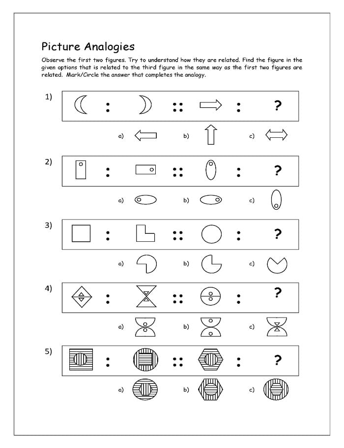 Printable Picture Analogies Worksheet PDF