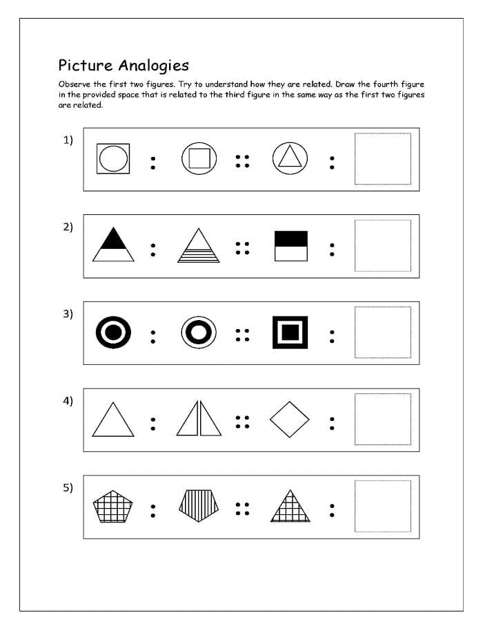 Printable Picture Analogies Worksheets Draw