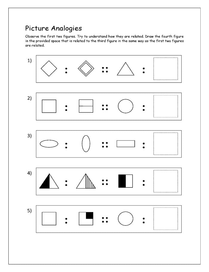 Printable Picture Analogies Worksheets Practices