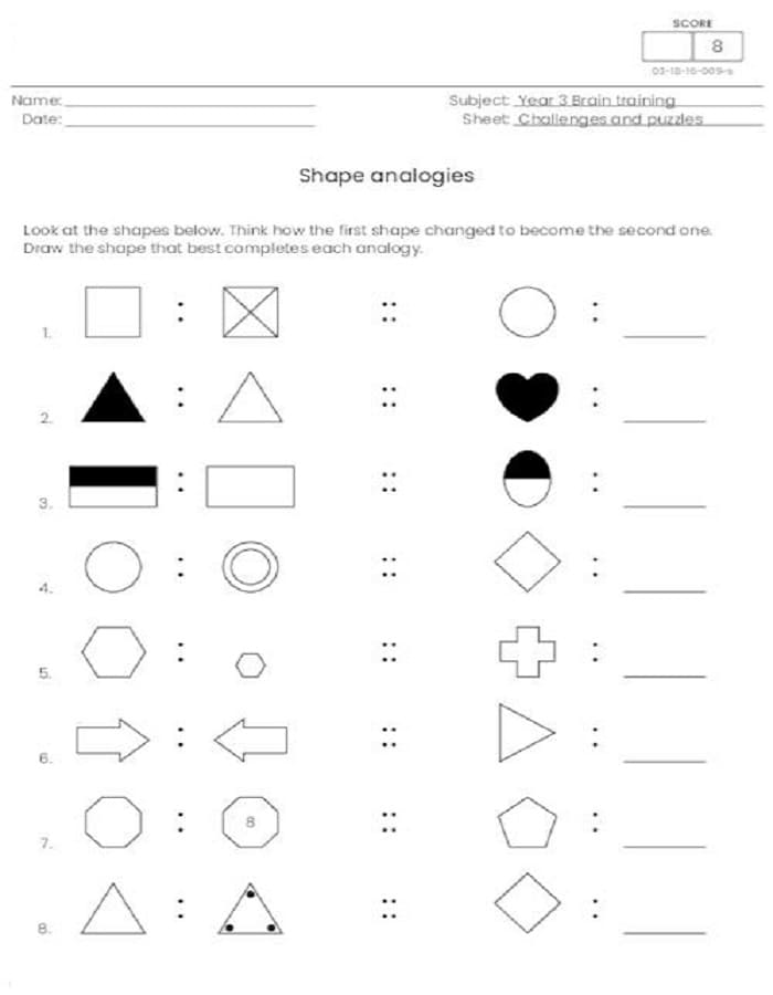Printable Picture Analogy Worksheets Homework