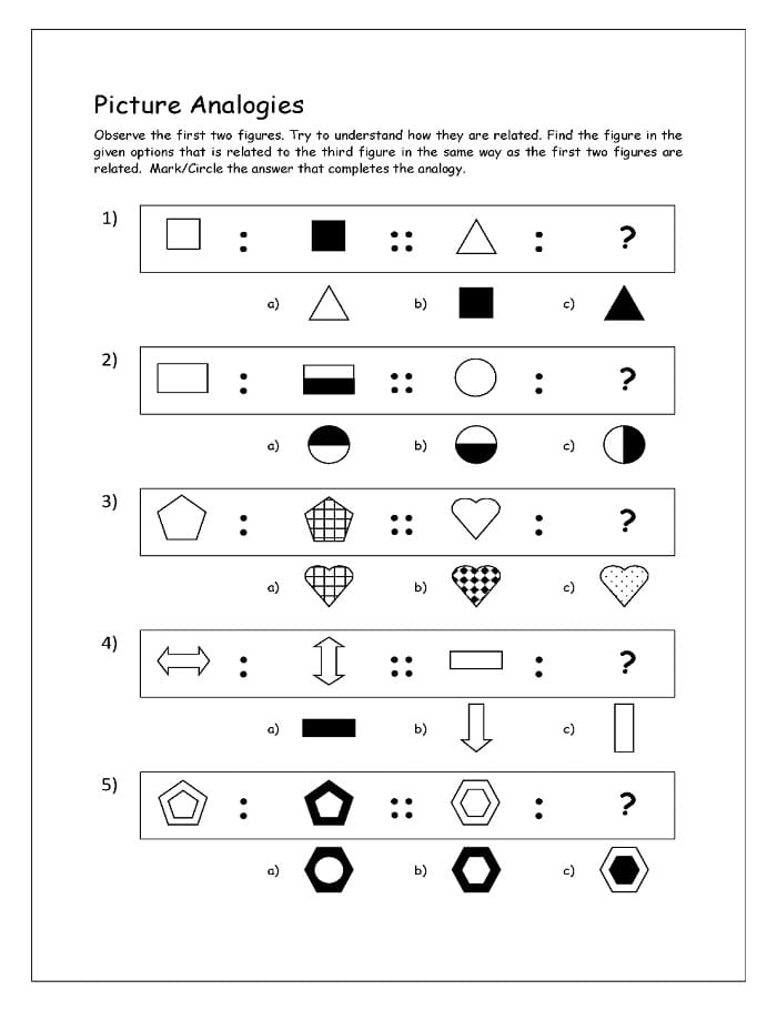 Printable Picture Analogy Worksheets