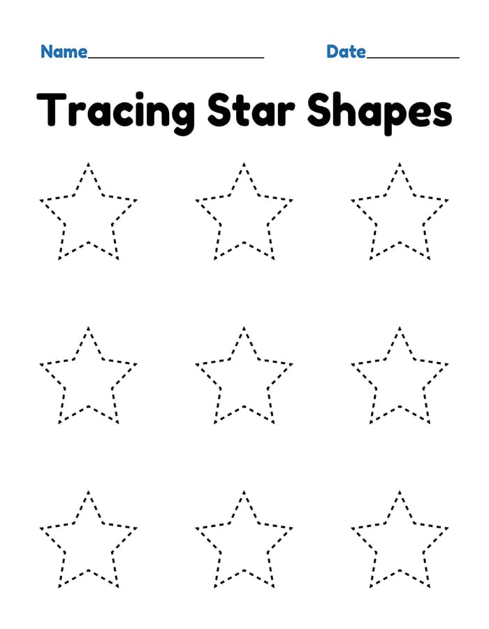 Printable Shape Tracing Star