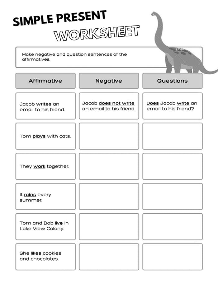 Printable Simple Present Tense Worksheets Advanced