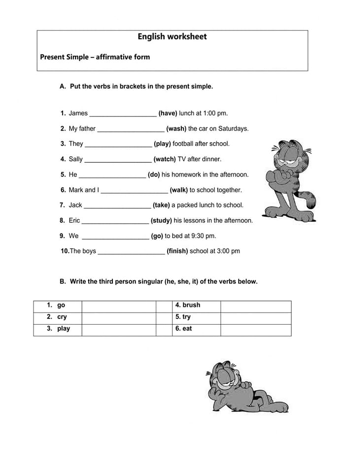 Printable Simple Present Tense Worksheets Basic