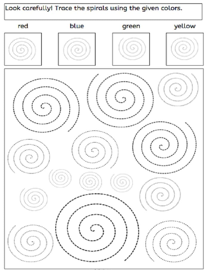 Printable Spiral Tracing And Recognizing