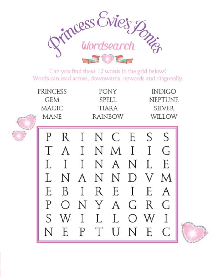 Princess Evie's Ponies Word Search