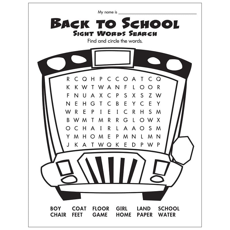 Printable Back to School Sight Words Search