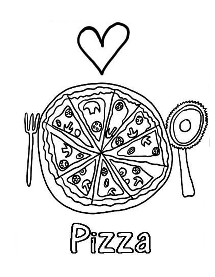 Printable Cute Pizza Coloring Page