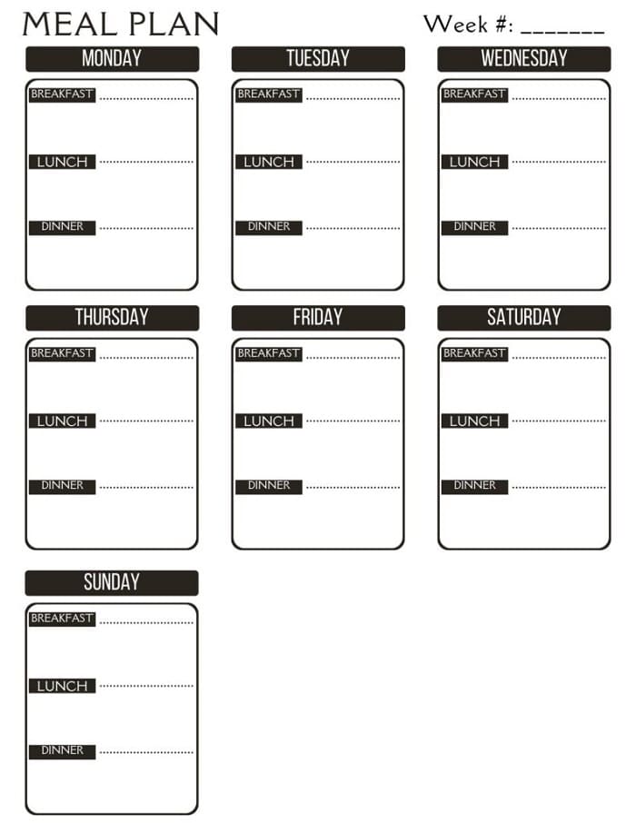 Printable Free Meal Planning