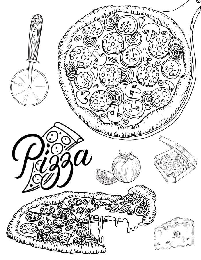 Printable Funny Pizza Coloring Pages