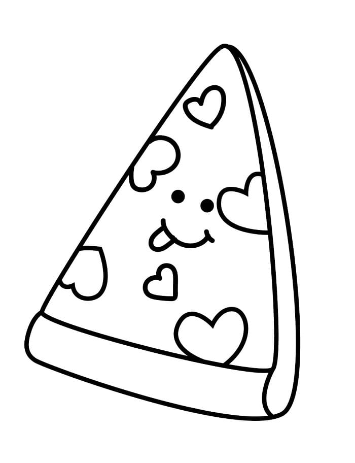 Printable Heart Pizza Coloring Page
