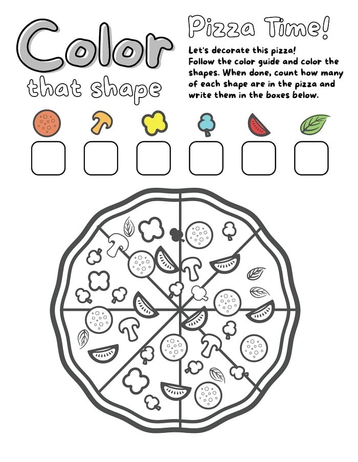 Printable I Spy Pizza Coloring Page