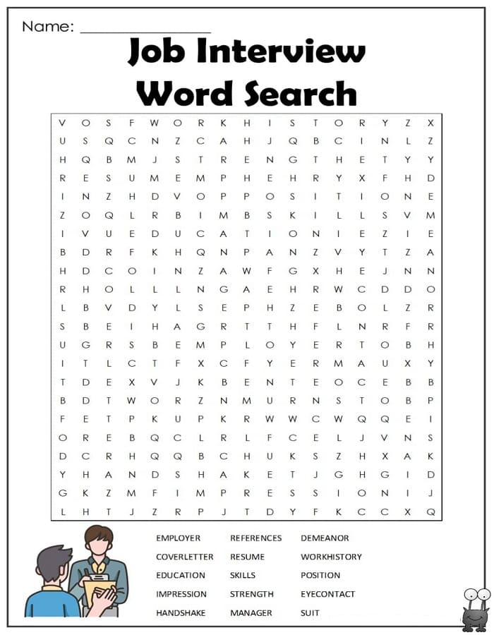 Printable Job Interview Word Search
