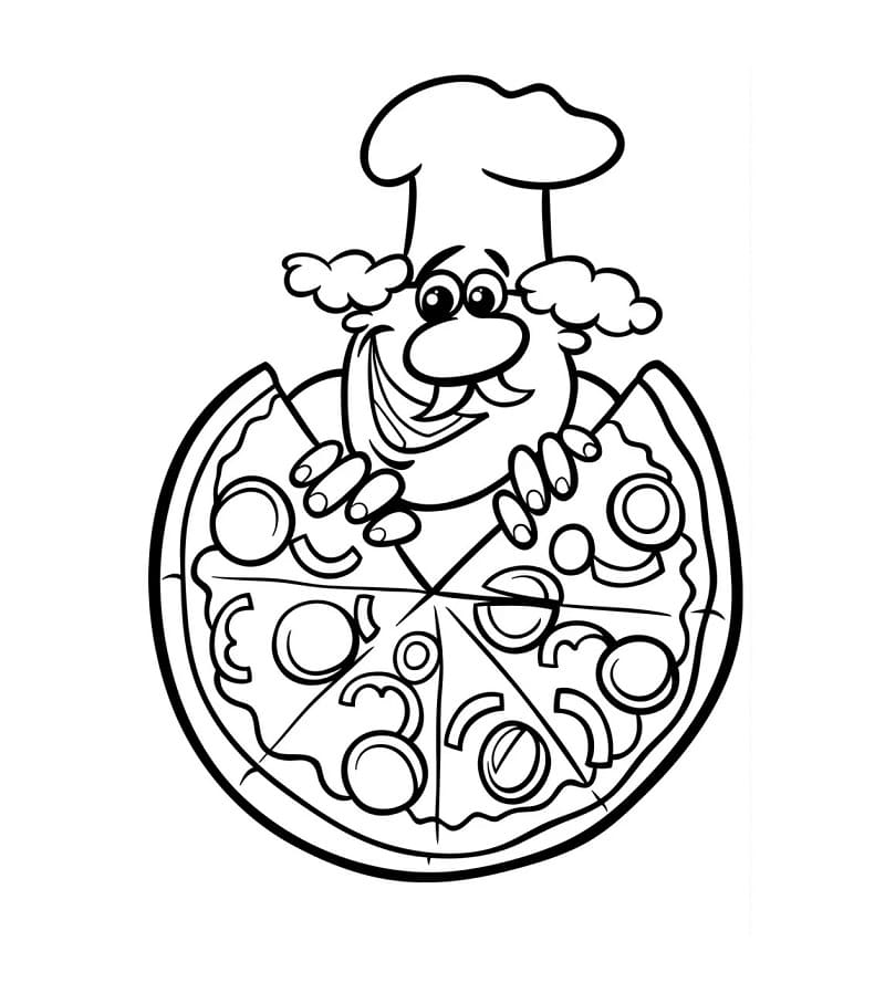 Printable Pizza And Chef Coloring Pages