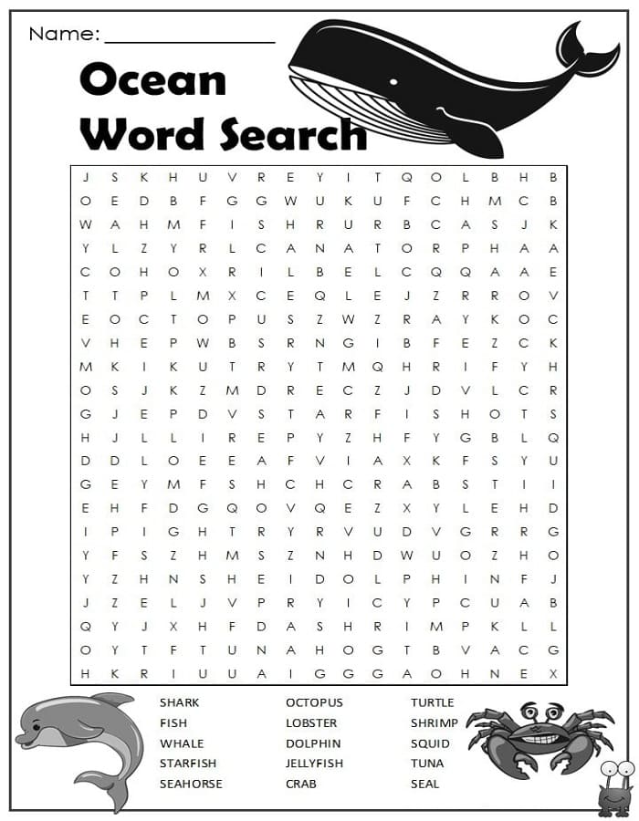 Printable The Ocean Word Search