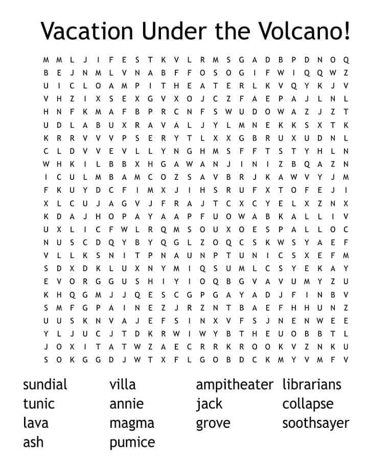 Printable Vacation Word Search With Answer