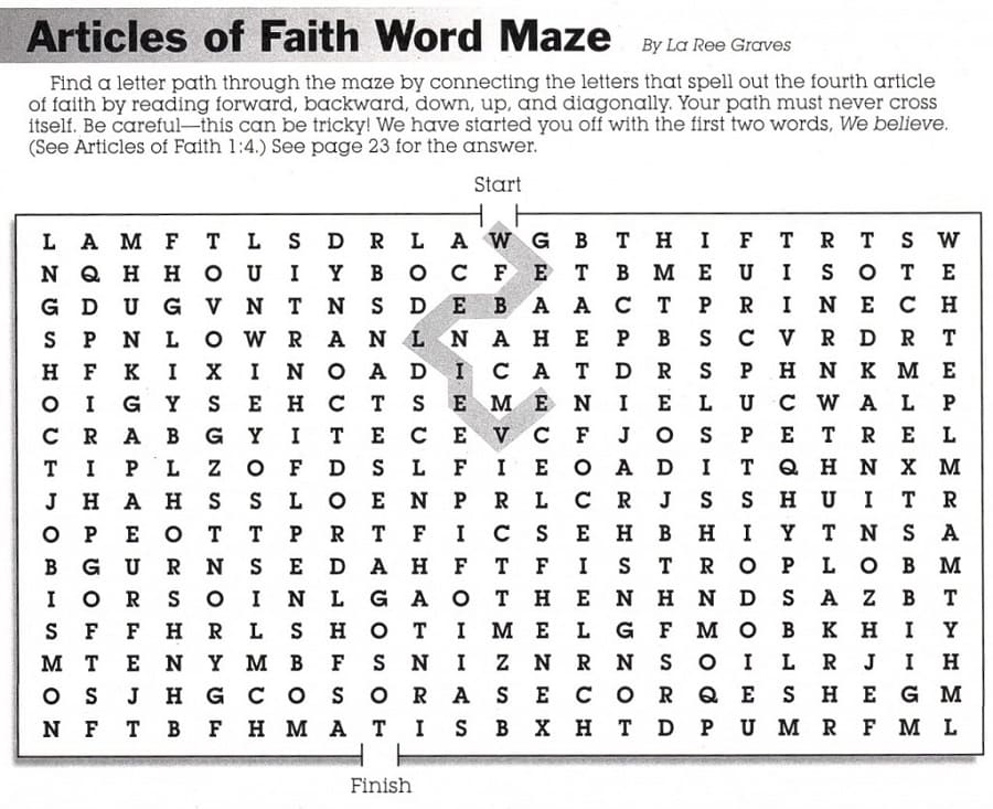 Printable 4th Article of Faith Word Search