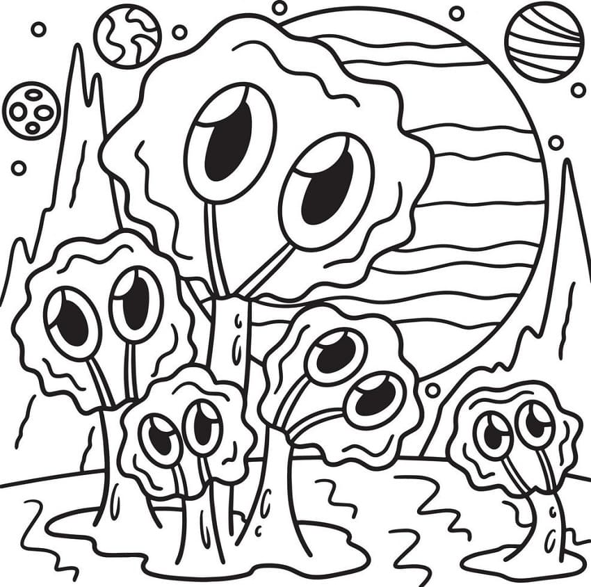 Printable Alien In Space Coloring Page