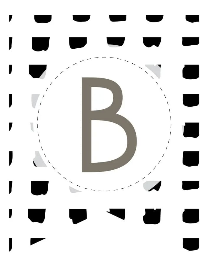 Printable Brush Stroke Pattern Banner Letters B