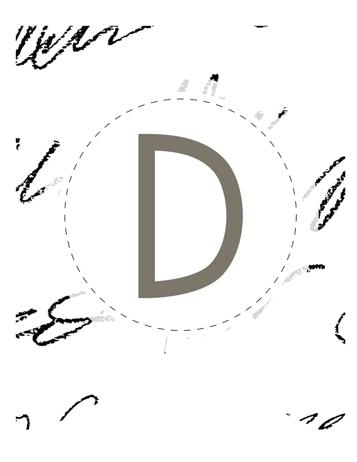 Printable Brush Stroke Pattern Banner Letters D