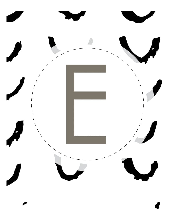 Printable Brush Stroke Pattern Banner Letters E