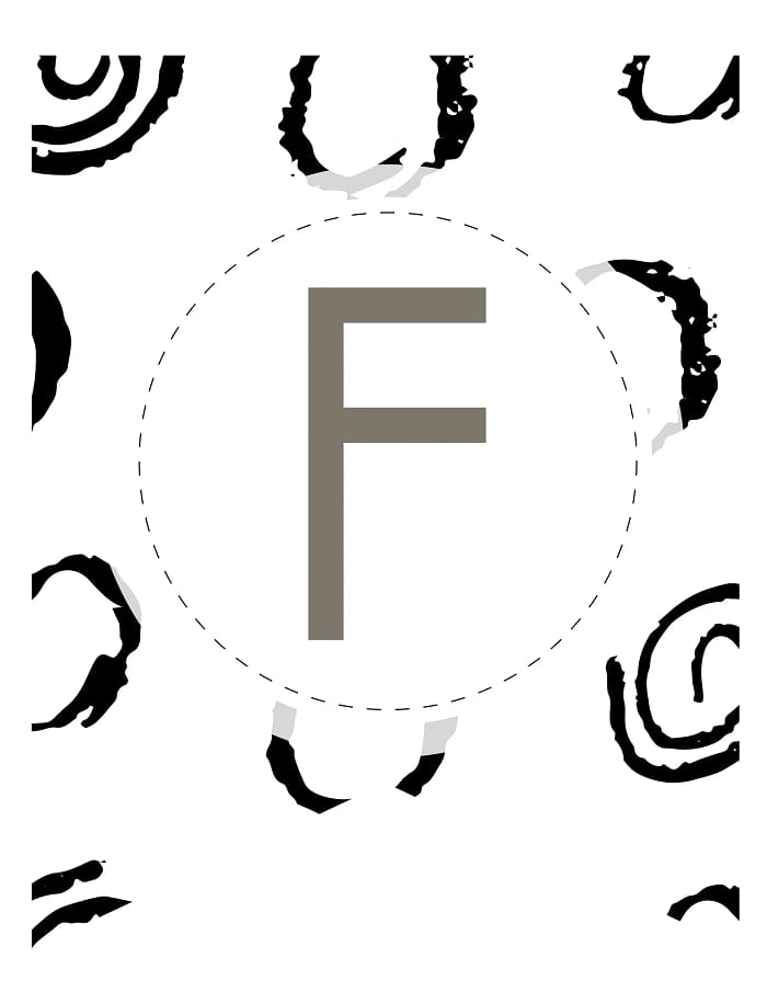 Printable Brush Stroke Pattern Banner Letters F