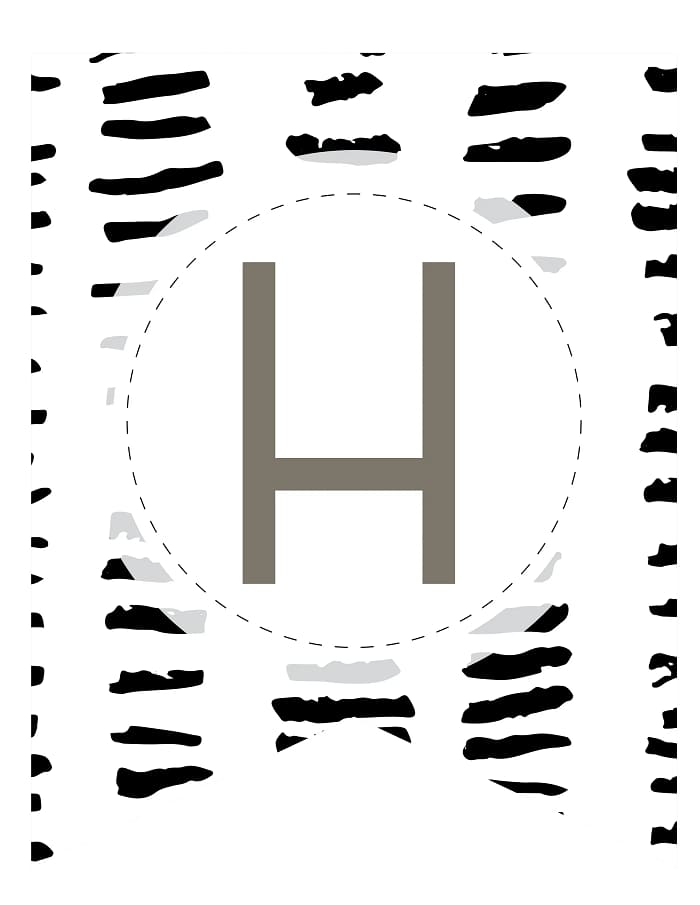 Printable Brush Stroke Pattern Banner Letters H