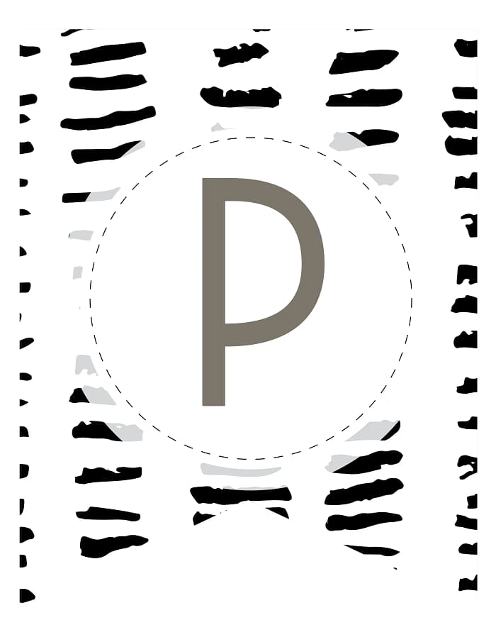 Printable Brush Stroke Pattern Banner Letters P