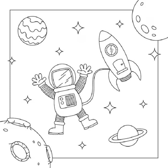 Printable Hand Drawn Space Coloring Page