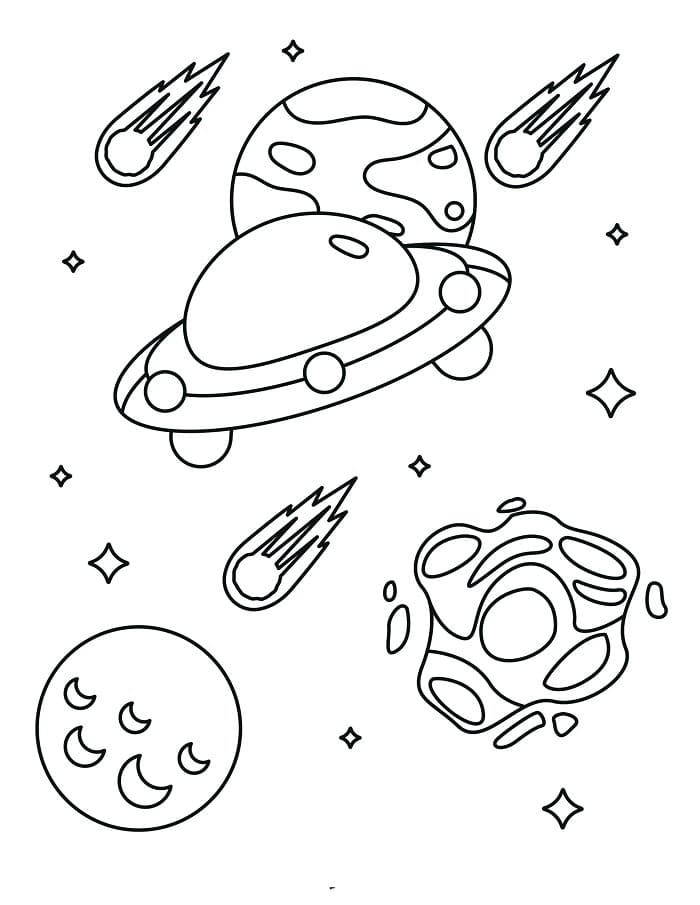 Printable Space Coloring Page Easy