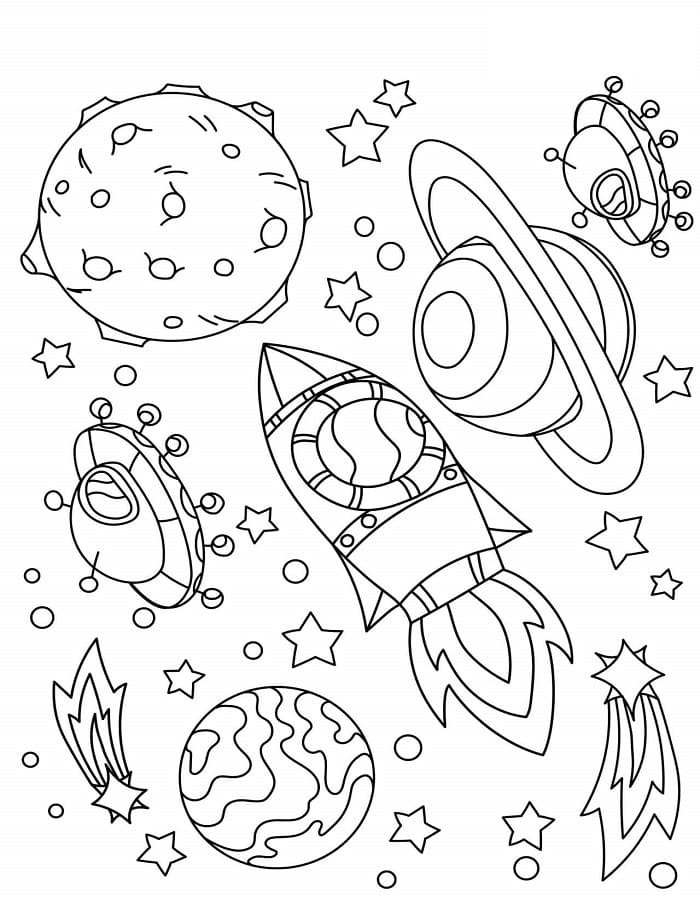 Printable Space Rocket Coloring Page