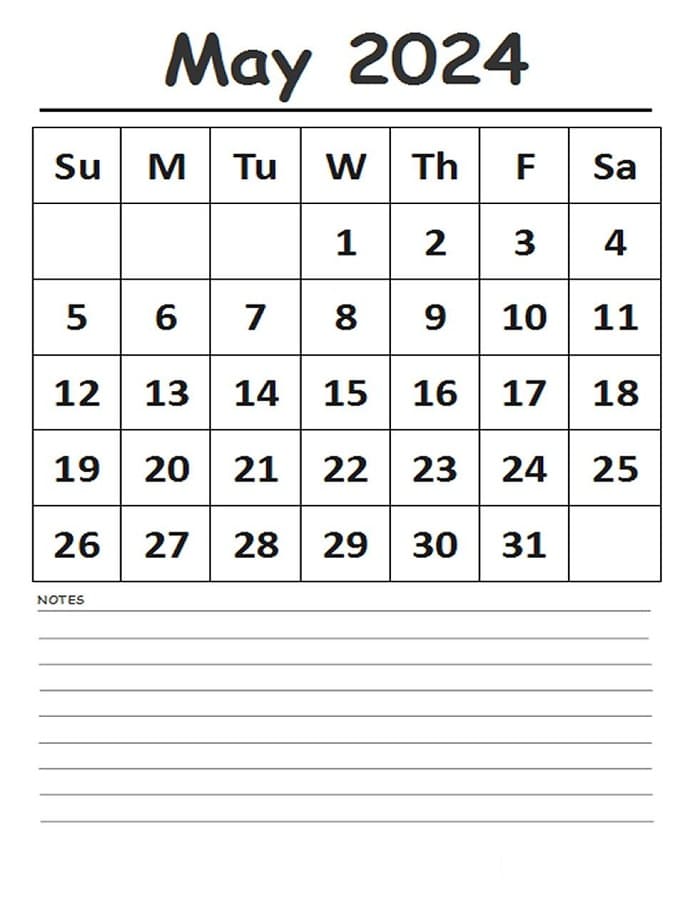 Printable 2024 May Calendar