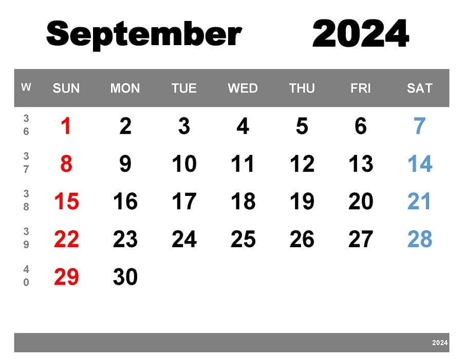 Printable 2024 September Calendar Week Numbers