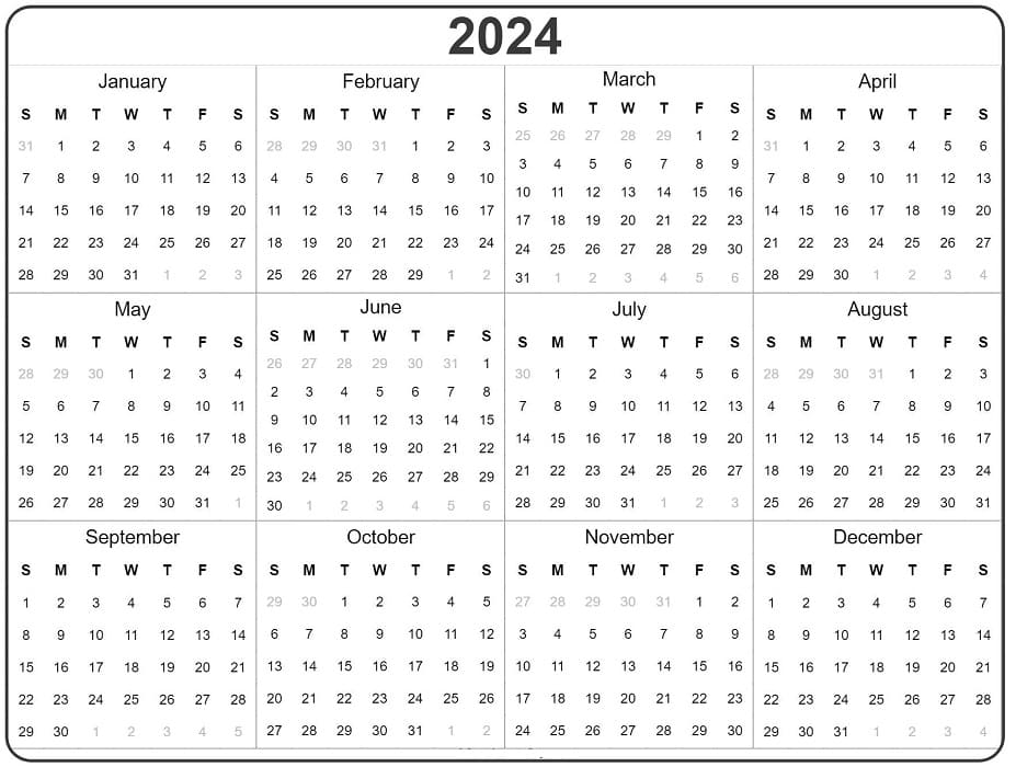 Printable Calendar 2024 By Month