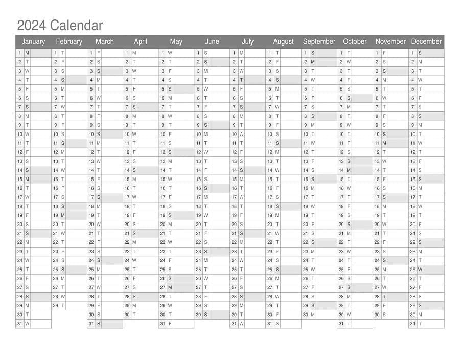 Printable Calendar 2024 Excel