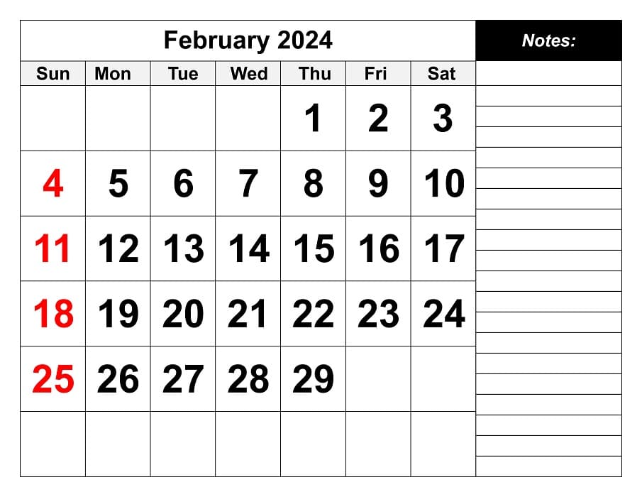 Printable Calendar February 2024