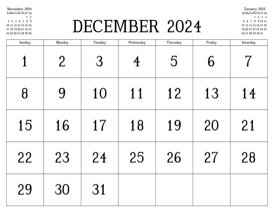 Printable December 2024 Calendar And Planner