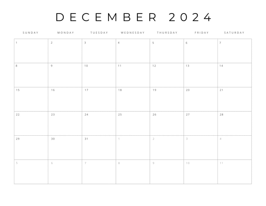 Printable December 2024 Calendar Dowload