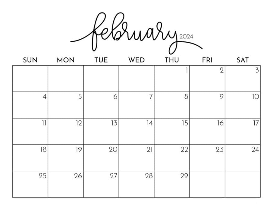 Printable February 2024 Calendar Style