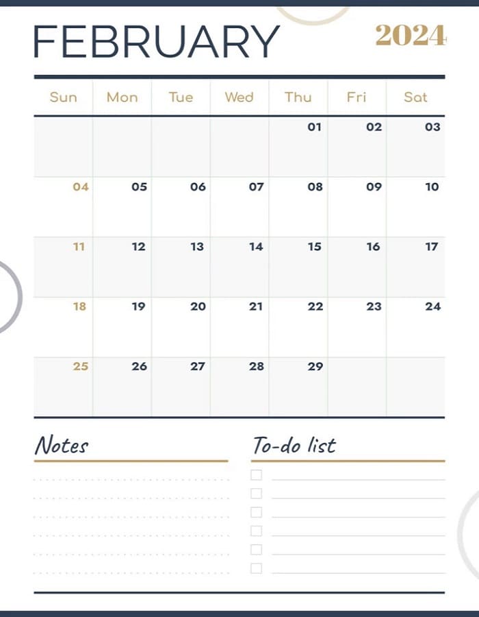 Printable February 2024 Calendar Template