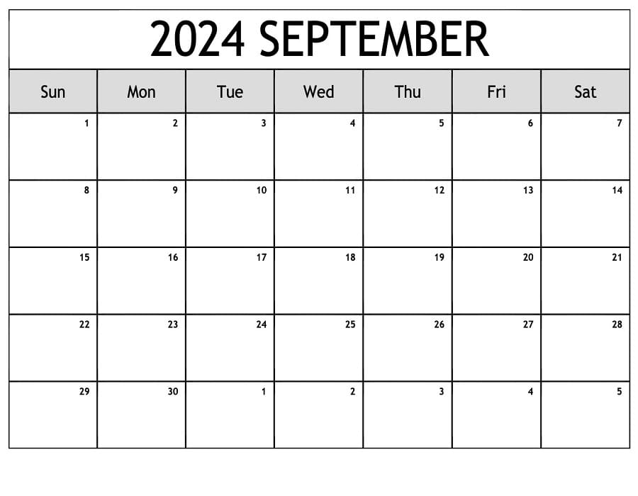 Printable Free September 2024 Calendar