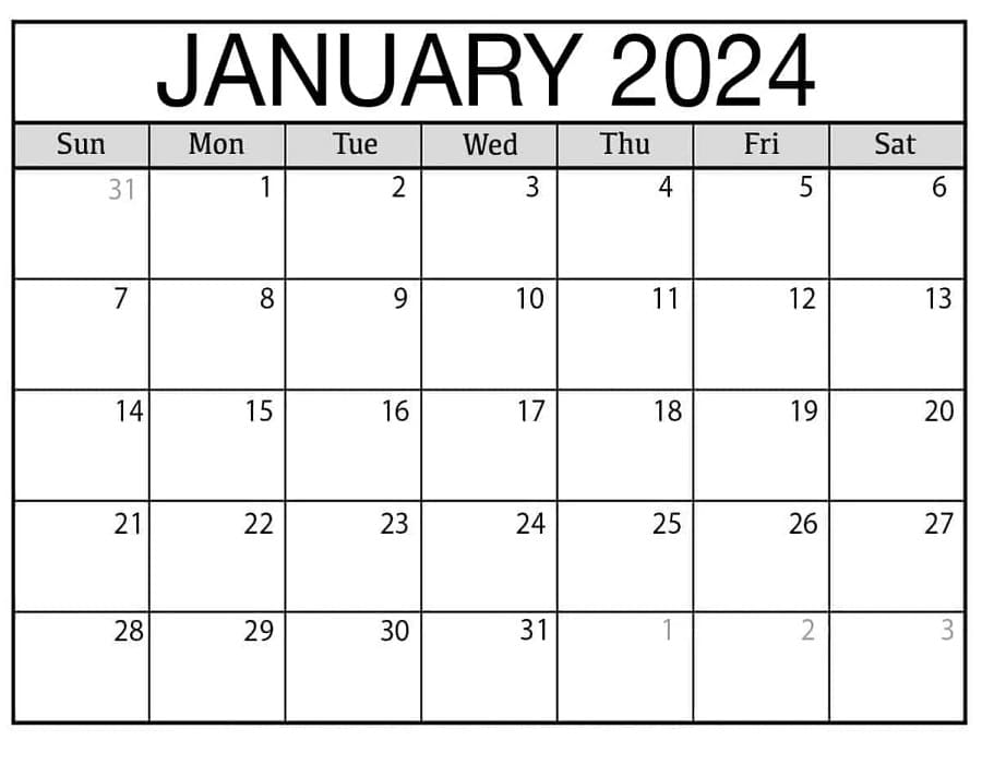 January 2024 Calendar