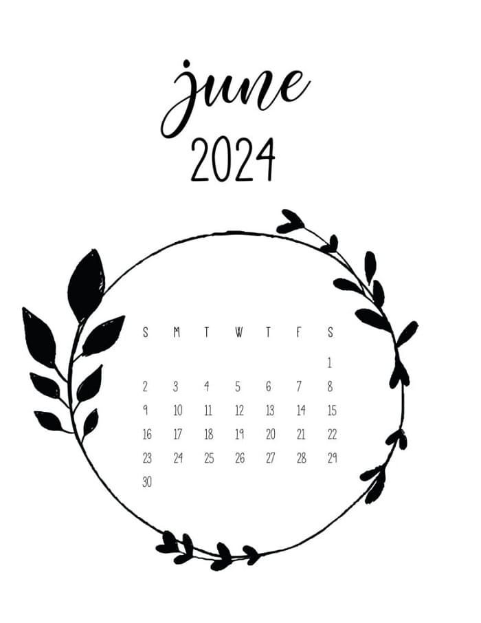 Printable June 2024 Calendar Design