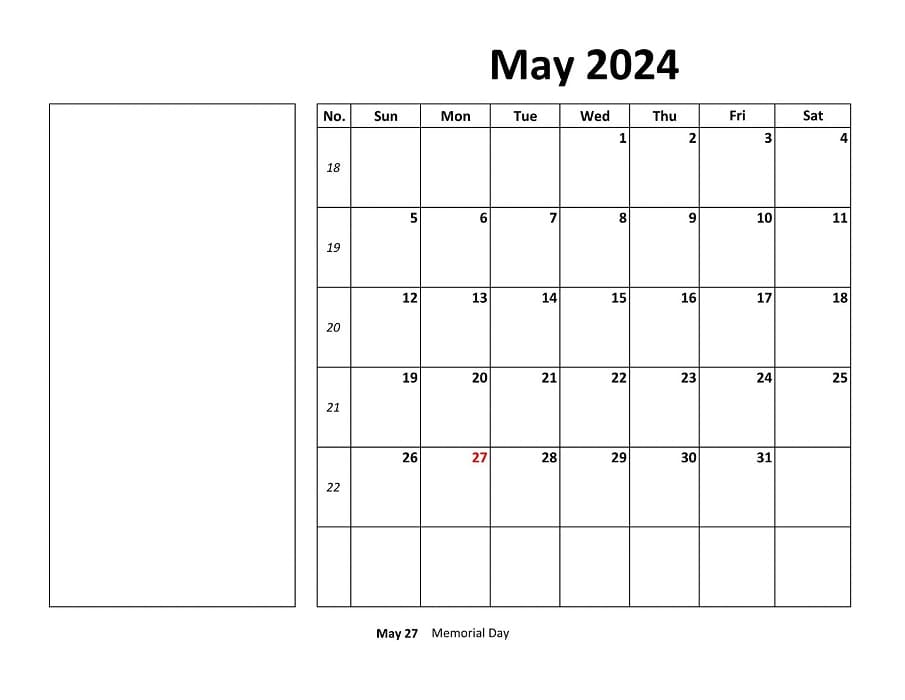 Printable May 2024 Calendar Boxnotes