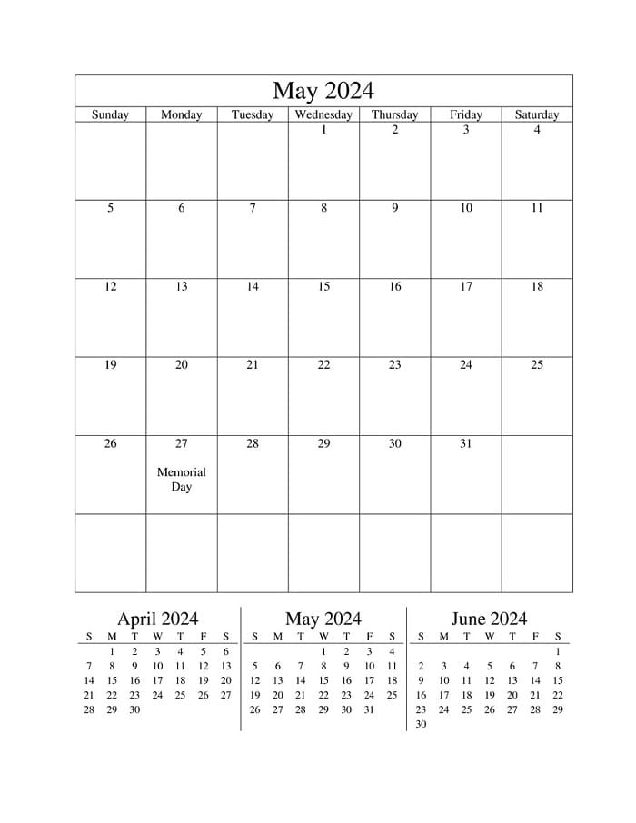 Printable May 2024 Calendar Editable