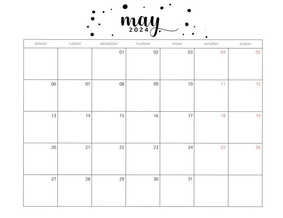 Printable May 2024 Calendar Free