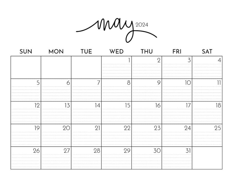 Printable May 2024 Calendar Style